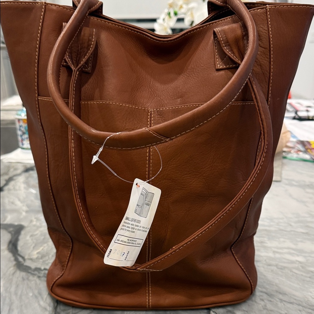 PIEL Brown Leather Tote Bag